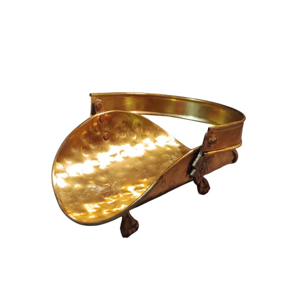 Vintage Hammered Brass Mini Log Holder with Claw Feet